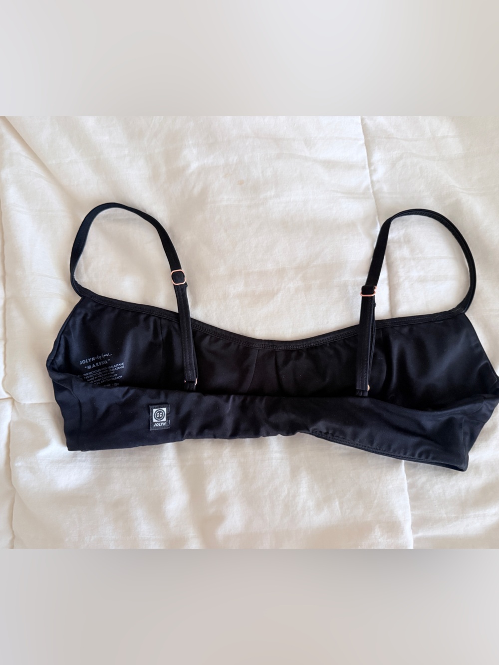 Jolyn Makenna Black Adjustable-Strap Crop Surf Swim Bralette, Size Small